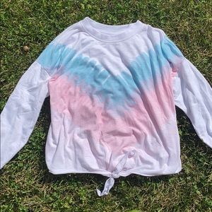 tie dye pink and blue sweatshirt